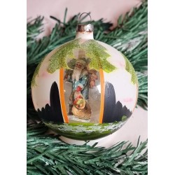 Antique diorama ornament with Santa, h: 6,5 cm.