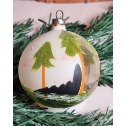 Antique diorama ornament with Santa, h: 6,5 cm.