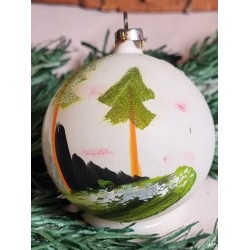 Antique diorama ornament with Santa, h: 6,5 cm.