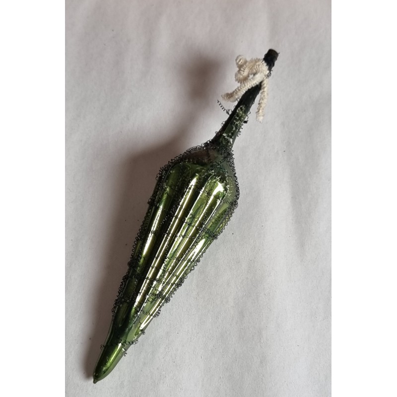 Antikt glaspynt, paraply med metal tråd, l: 18 cm.