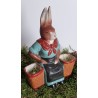 Antique Easter ornament, bunny, papier-mache, with 2 baskets, h: 24 cm.