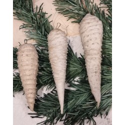 Antique cotton ornament, icicles, h: 8,5 - 11 - 12 cm.