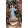 Antique tinsel ornament on a glass ornament with 2 angels, h: 16 cm.