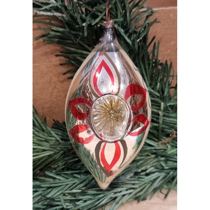 Old glass ornament, tall reflector/flower, h: 10 cm.