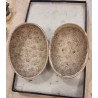 Antique silk covered Easter egg, handpainted, paper flowers on the front, h: 14 cm.