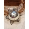 Antique glass ornament, reflector with wire and tinsel, h: 8 cm.