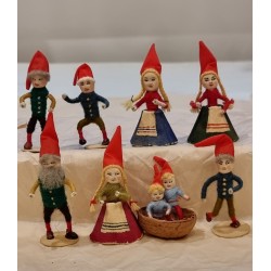 Samling gamle piberenser nisser, h: 8 cm (den højeste). (9stk)