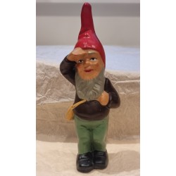 Old ceramic gnom/elf with a bag, Heissner, h: 20 cm.