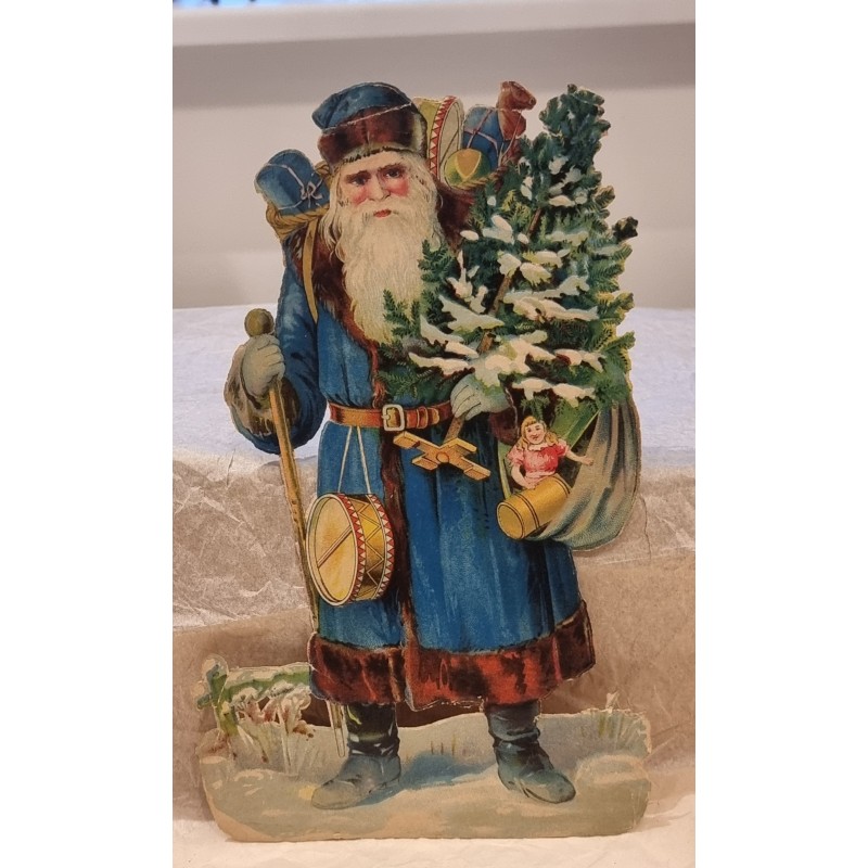 Antique scrap from 1880, Santa, h: 22 cm.