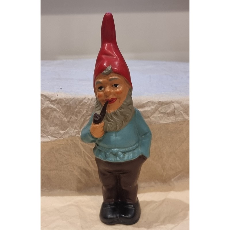 Old ceramic gnom/elf with a pipe, Heissner, h: 19 cm.