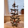 Antique paper tree with orig. glass ornaments and tree top, h: 40 cm.