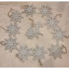 Old cardboard ornament, snowflakes with "sugar", h: 7 - 8 cm, 11 x.