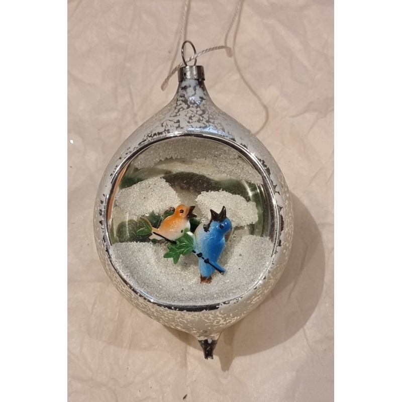 Gammelt glaspynt, diorama/reflektor kugle, h: 9,5 cm