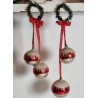 2 old hanger with glass ornaments with "snow", l: 23 - 28 cm (2x)