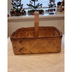 Antik spånkurv, mål: 28 (incl.hank)x35x27cm.