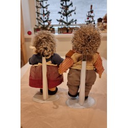 2 old tall (h:28cm) Mecki and Micki figures, Steiff. (2x)