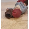 Antik gips nisse med krukke/lysholder, h: 14 cm.