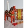 Tall old Dalar horse with candleholder/candle, h: 22 cm.