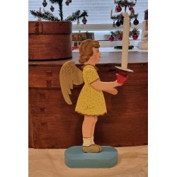 Antique angel in wood with candlelight, h: 26 cm.