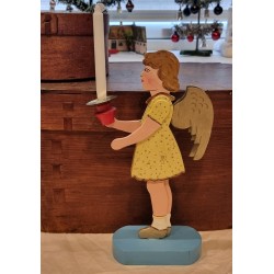 Antique angel in wood with candlelight, h: 26 cm.