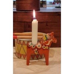 Old Dalar horse with candleholder/light, h: 13,5 cm.