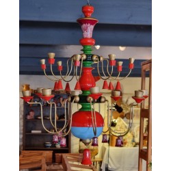 Old 8 arm stand, Christmas pyramid from Erzgebirge, h: 54 cm.