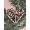 Old glass pearl ornament, Gablonz, heart, h: 6,5 cm.