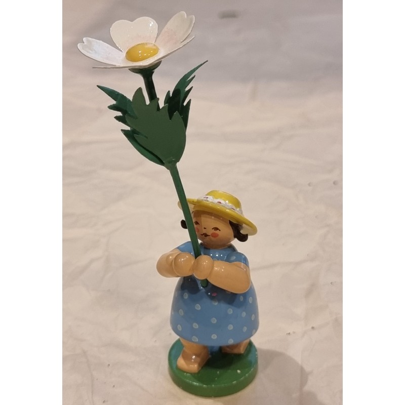 Gammel Wendt und Kühn figur, pige med margurit, h: 6,5 cm /11,5 cm.