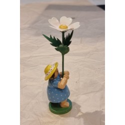 Gammel Wendt und Kühn figur, pige med margurit, h: 6,5 cm /11,5 cm.