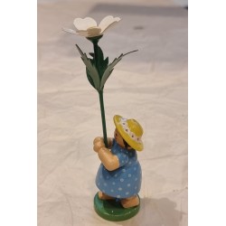 Gammel Wendt und Kühn figur, pige med margurit, h: 6,5 cm /11,5 cm.