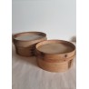 Old colander in wood, size: 21,5 x 11 - 25 x 12 cm (2x).