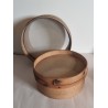 Old colander in wood, size: 21,5 x 11 - 25 x 12 cm (2x).