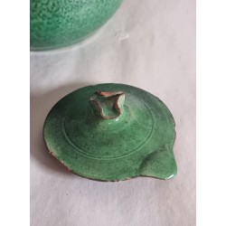 Antique pottery, jug with lid, h: 19 cm.