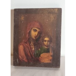 Gammel russisk ikon (signatur på forside), mål: 17,5 x 14 cm.