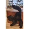 Old black Steiff cat with green eyes, h: 20 cm (front).
