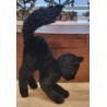 Gammel sort Steiff kat med grønne øjne, h: 20 cm (foran)
