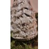 Antique glass ornament, silver/snow, christmas tree with Santa head, h: 7,5 cm.