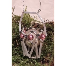 Antique glass pearl ornament, Gablonz, basket, h: 6 cm.