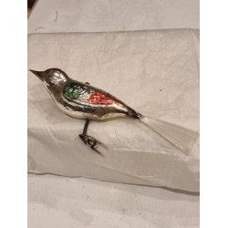 Old glass ornament, tall bird with skull, l: 18 cm.