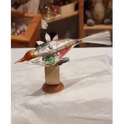 Gammelt glaspynt, stor fugl m. kalot, l: 18 cm