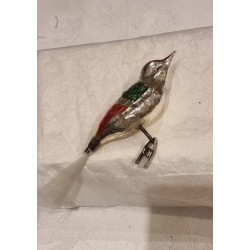 Old glass ornament, tall bird with skull, l: 18 cm.