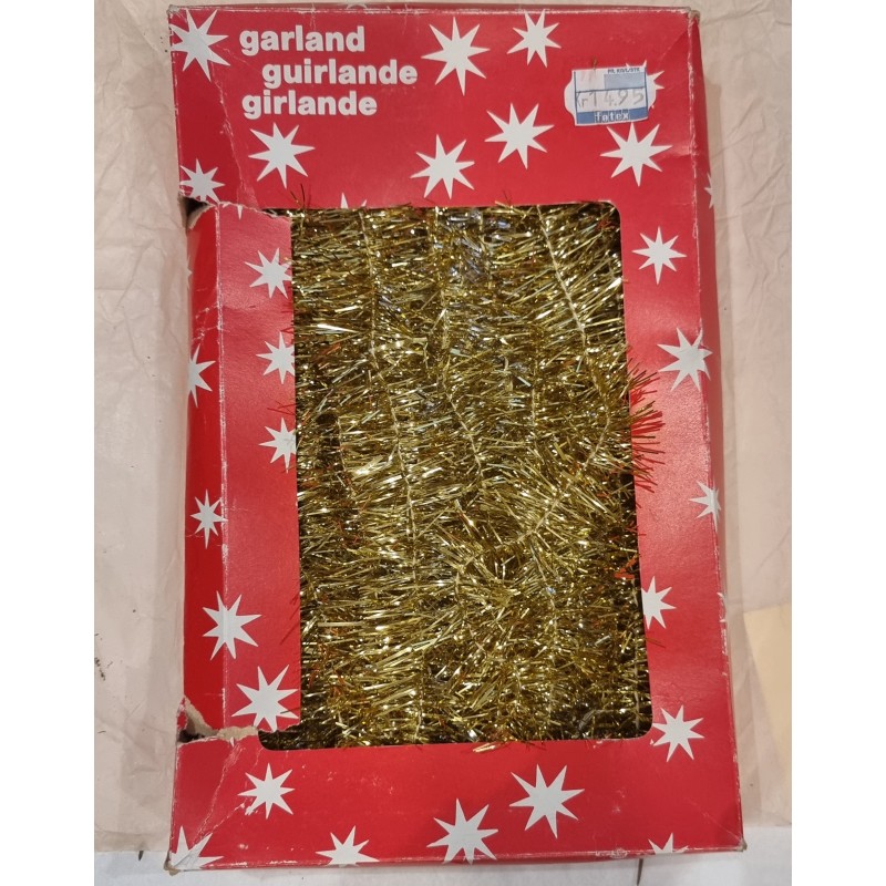 Box (27 x 17 cm) with gold garland, l: 6 m. (unused).