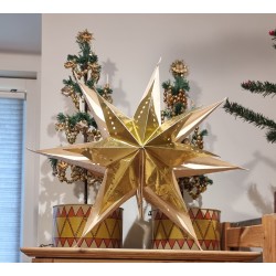 Gammel stjerne i pap og guld folie, h: 40 cm.