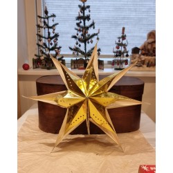 Gammel stjerne i pap og guld folie, h: 40 cm.