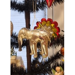 Antique glass ornament, Lauscha, elephant, h: 8,5 cm + Christmas tree with lights and star, h: 12 cm.