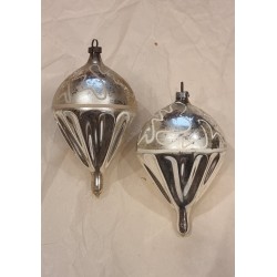 Old glass ornament, hot air balloon, h: 9 cm (2x).