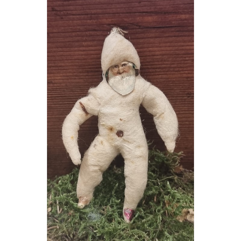 Antique cotton ornament, Santa, h: 10,5 cm.