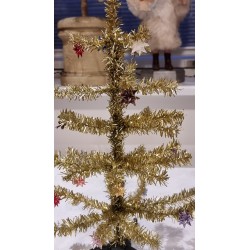 Old Christmas tree in tinsel with small stars, h: 38 cm.