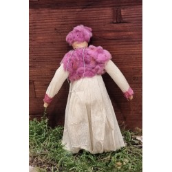 Antique ornament, lady in crepe and cotton, h: 12 cm.