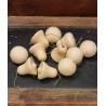 Old cotton ornament, 5 snowballs og 5 bells, h: 2,5 cm. (10stk)